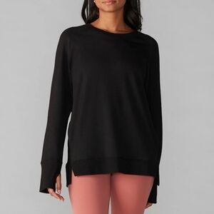 NEW TAVI Cozy Sweatshirt Pullover Crewneck Thumbholes Oversized Black Size Small